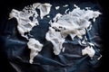 ÃÂ¡oncept of global pollution A paper map of the world with trash bags on the continents. Generative AI